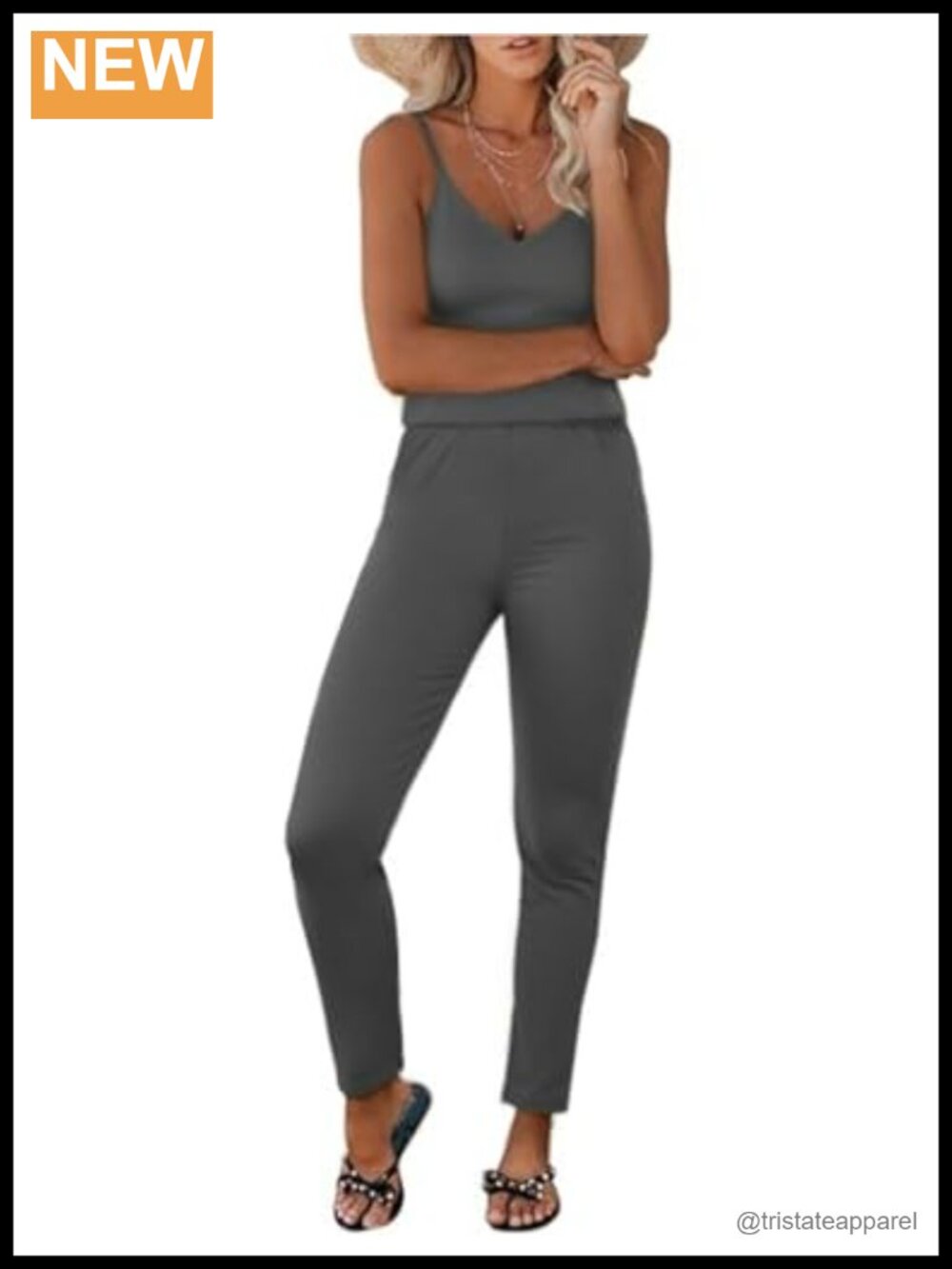 Women's Spaghetti Strap Sleeveless Wide Leg Jumpsuit Summer Casual